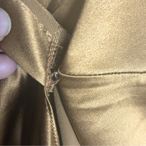 Lafayette 148 Copper Bronze True Wrap Long Sleeve Collared Silk Blouse size 14 - Picture 6 of 10